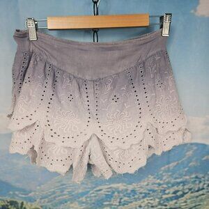 Free People Embroidered Eyelet Ruffle Shorts Womens S Skort Lavender Purple